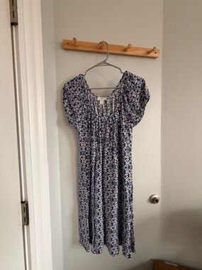 LOFT Navy and White Floral Maxi Dress